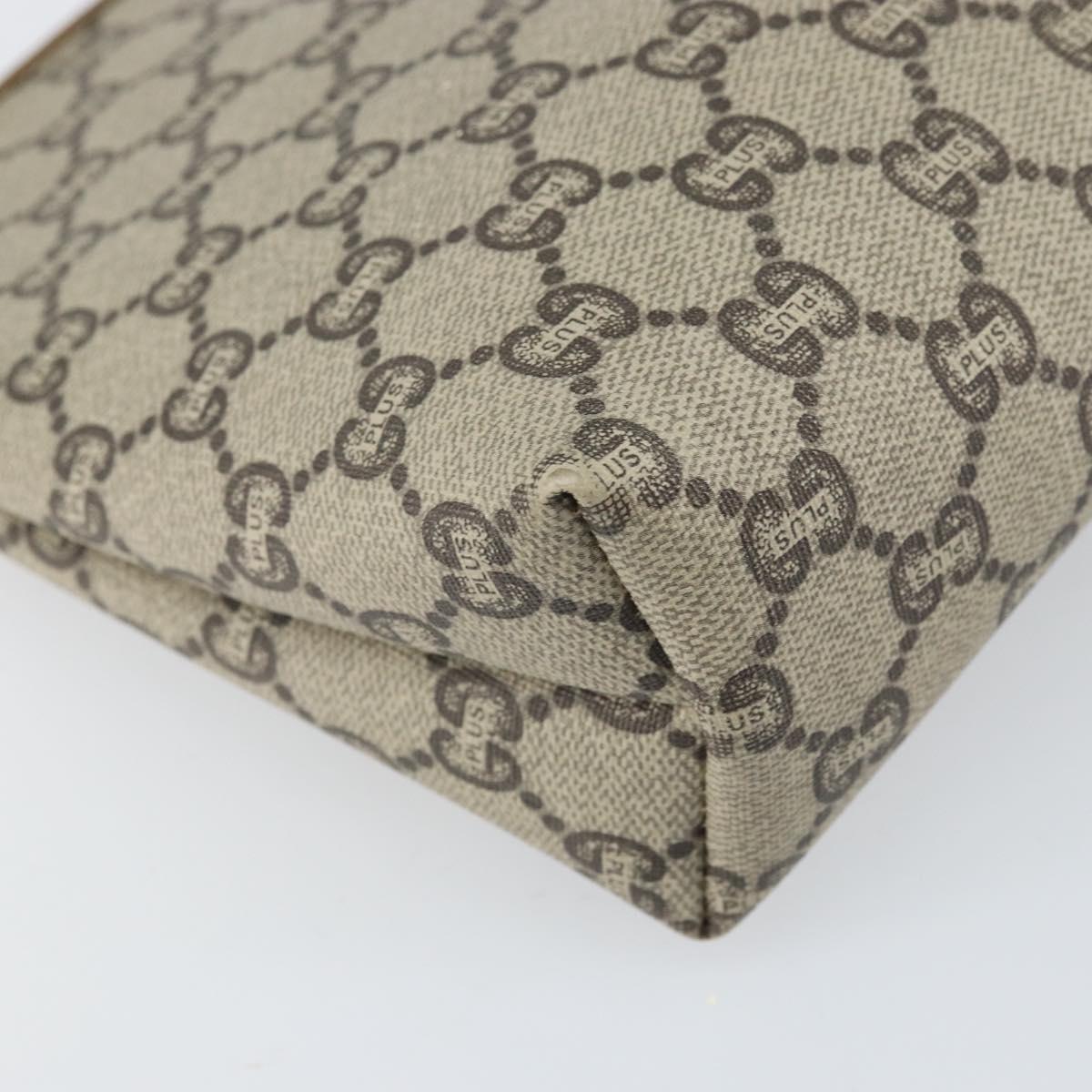 GUCCI GG Plus Supreme Clutch Bag PVC Beige Gold Auth bs33292