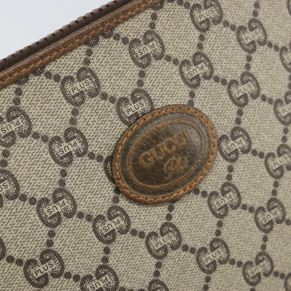 GUCCI GG Plus Supreme Clutch Bag PVC Beige Gold Auth bs33292