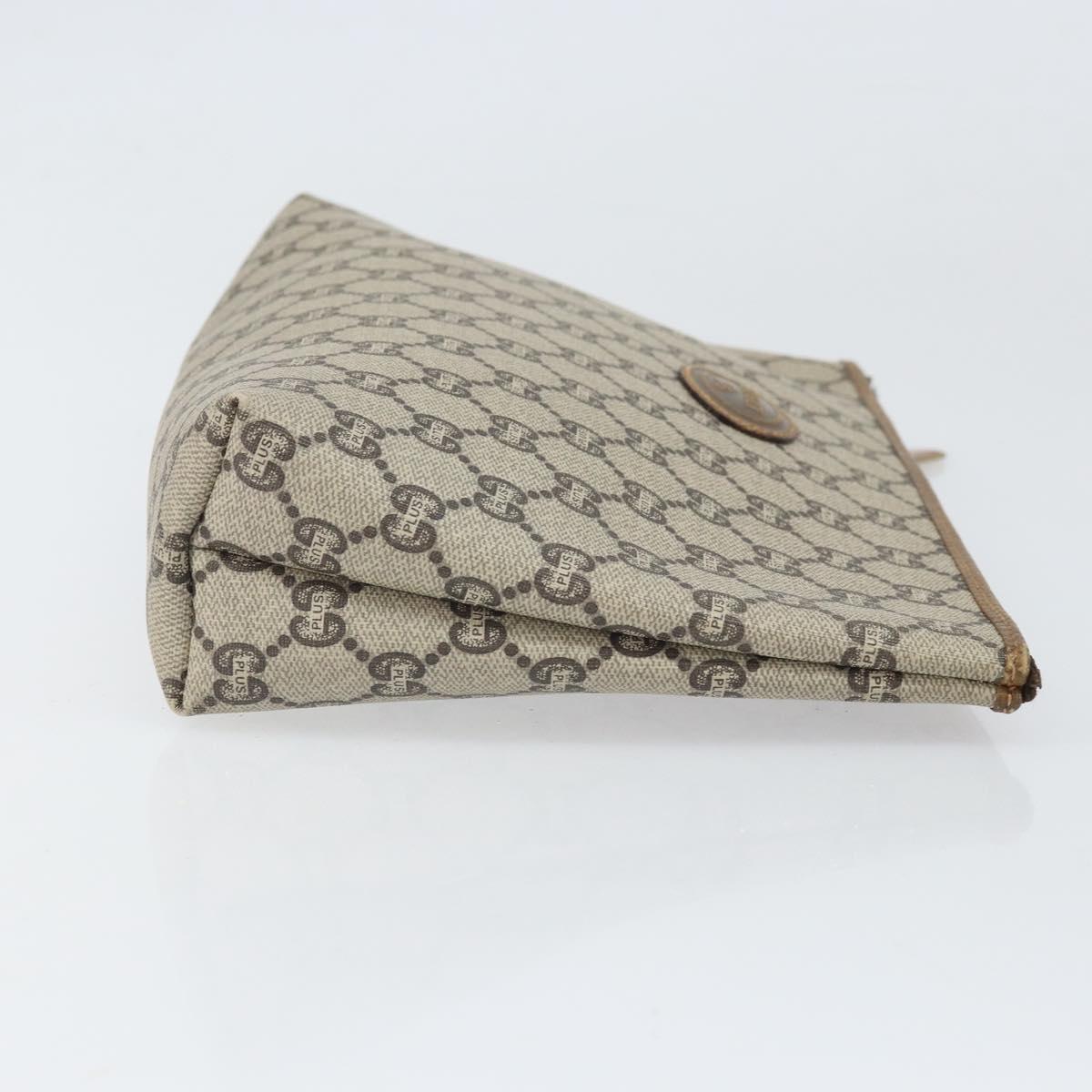GUCCI GG Plus Supreme Clutch Bag PVC Beige Gold Auth bs33292