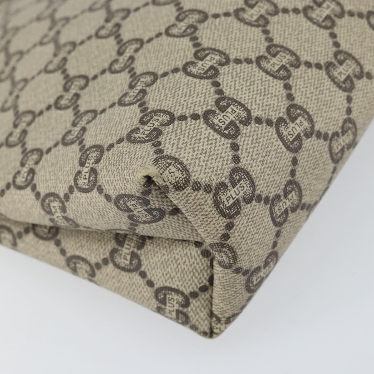 GUCCI GG Plus Supreme Clutch Bag PVC Beige Gold Auth bs33292