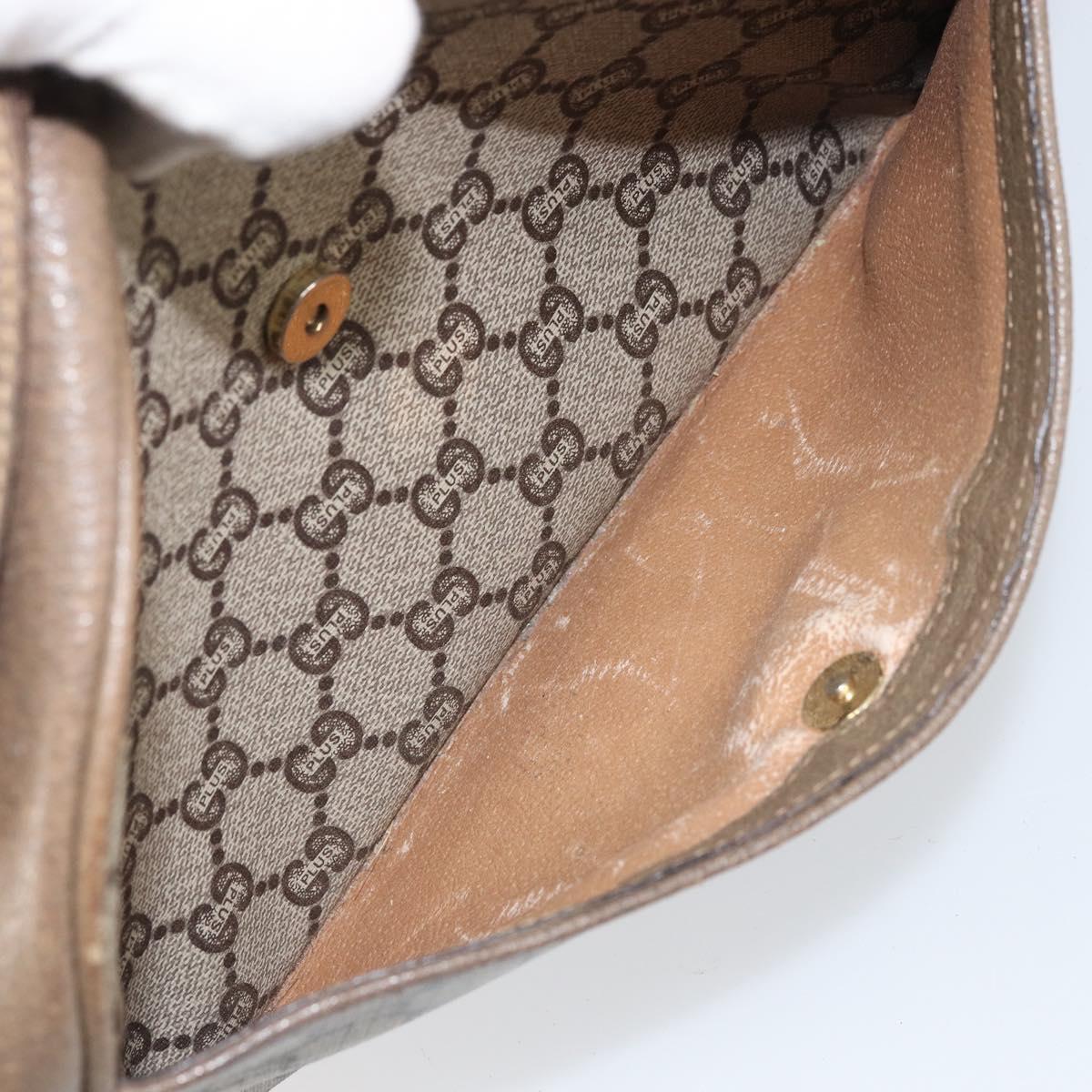 GUCCI GG Plus Supreme Shoulder Bag PVC Beige Gold Auth bs33293