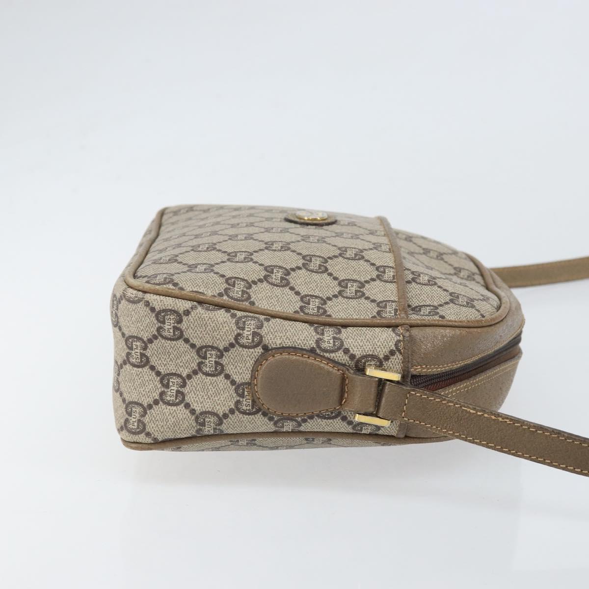 GUCCI GG Plus Supreme Shoulder Bag PVC Beige Gold Auth bs33293