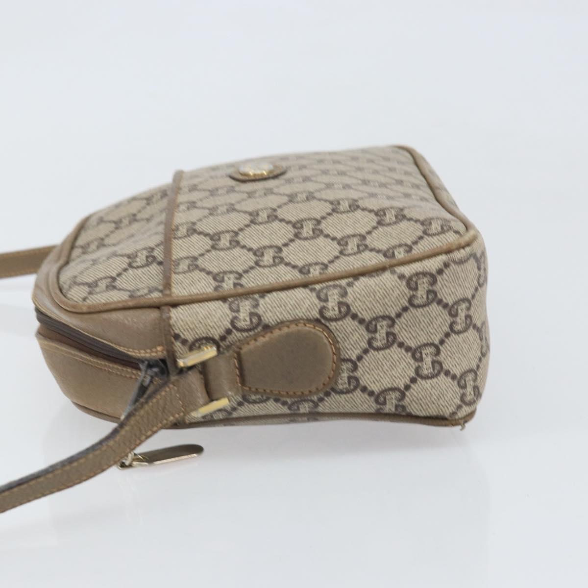 GUCCI GG Plus Supreme Shoulder Bag PVC Beige Gold Auth bs33293