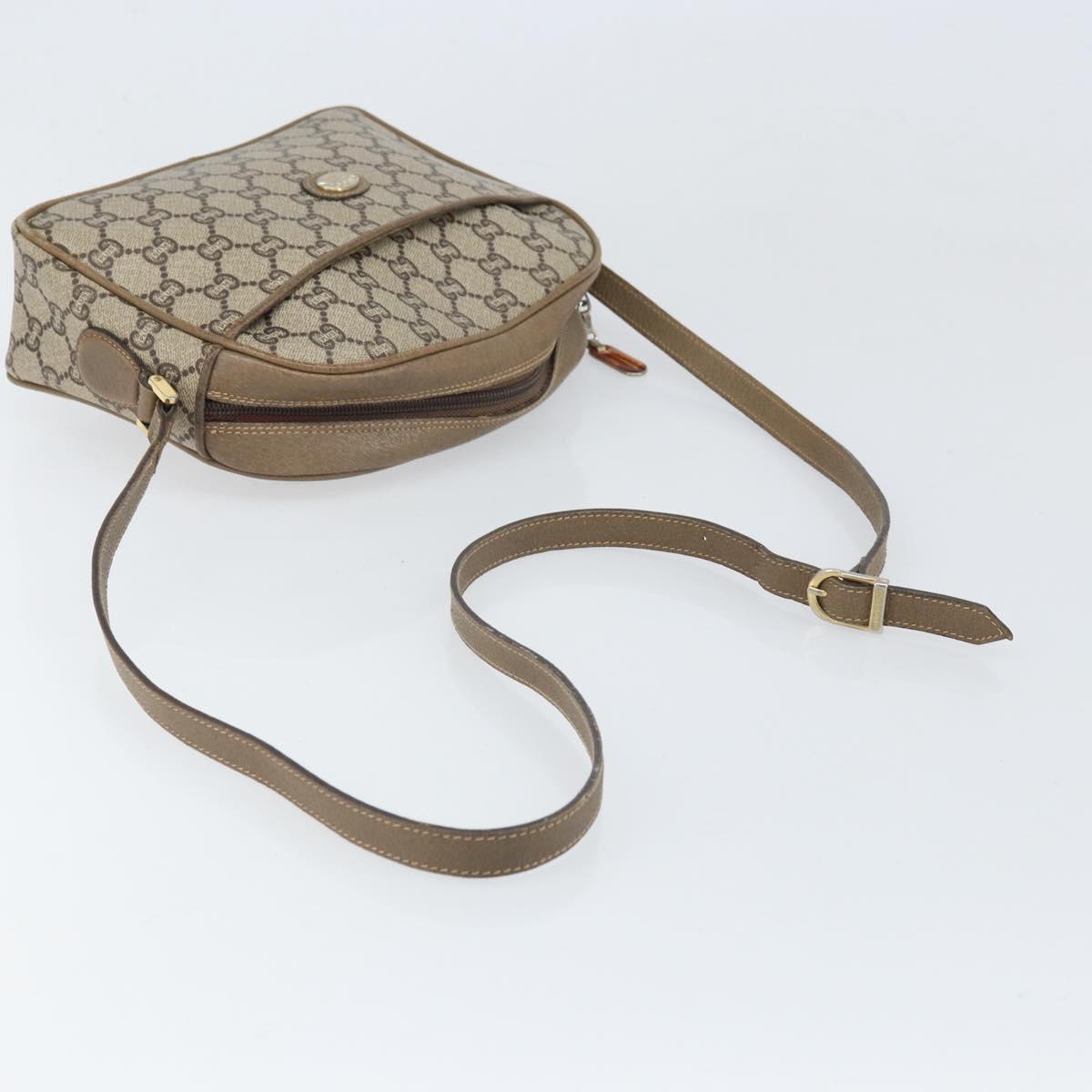 GUCCI GG Plus Supreme Shoulder Bag PVC Beige Gold Auth bs33293