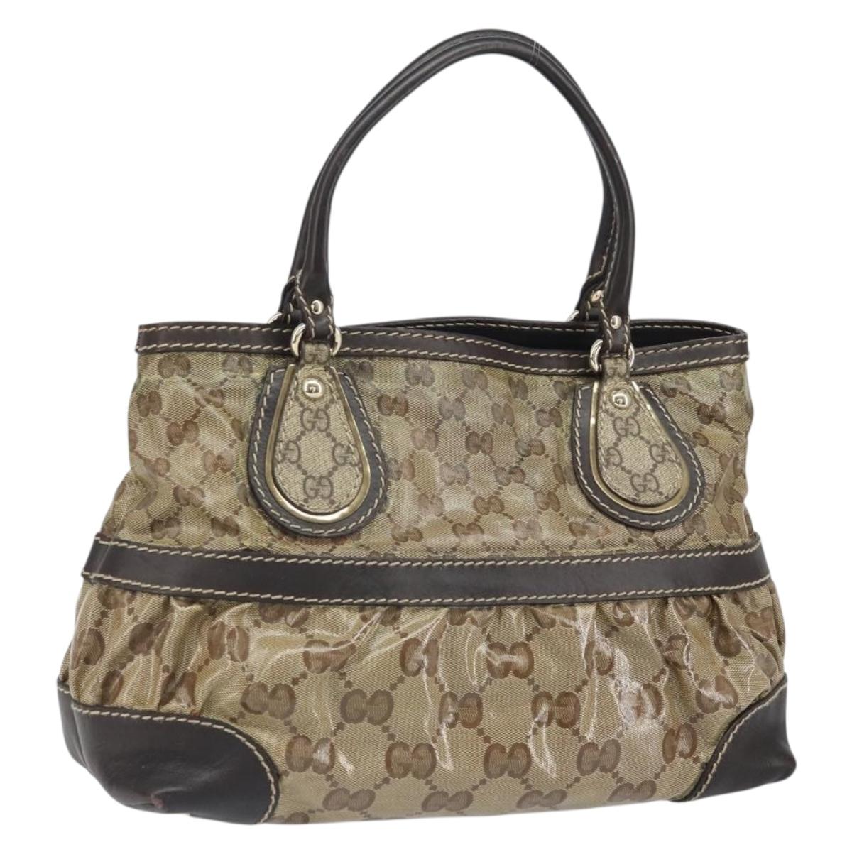 GUCCI GG Crystal Tote Bag Coated Canvas Gold Beige 223964 Auth bs33297