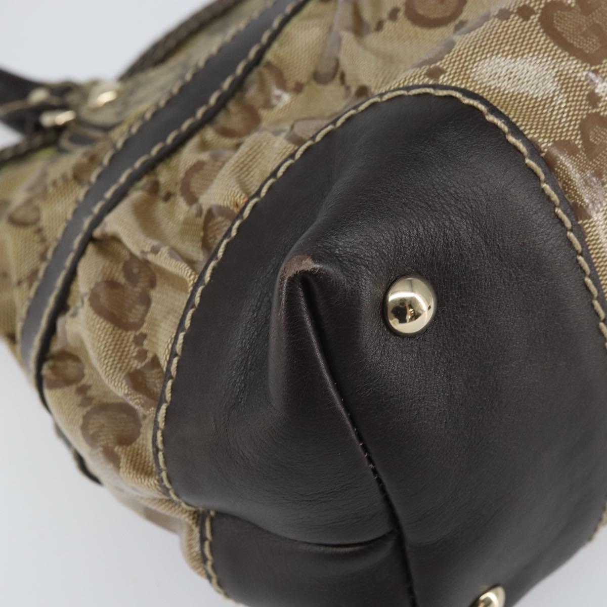 GUCCI GG Crystal Tote Bag Coated Canvas Gold Beige 223964 Auth bs33297