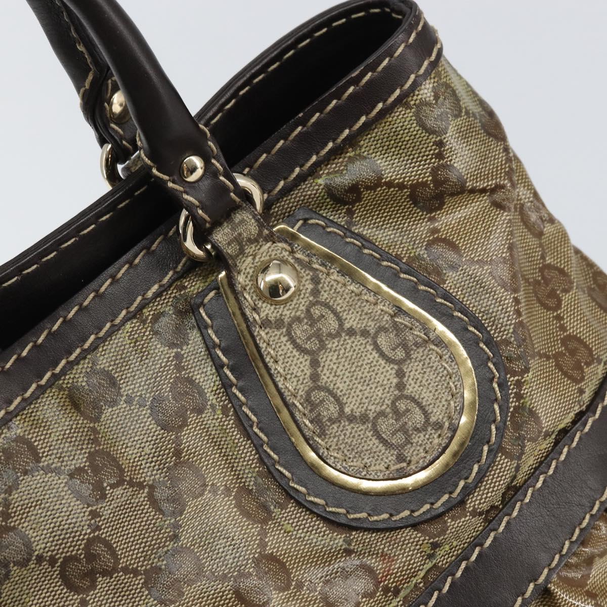 GUCCI GG Crystal Tote Bag Coated Canvas Gold Beige 223964 Auth bs33297