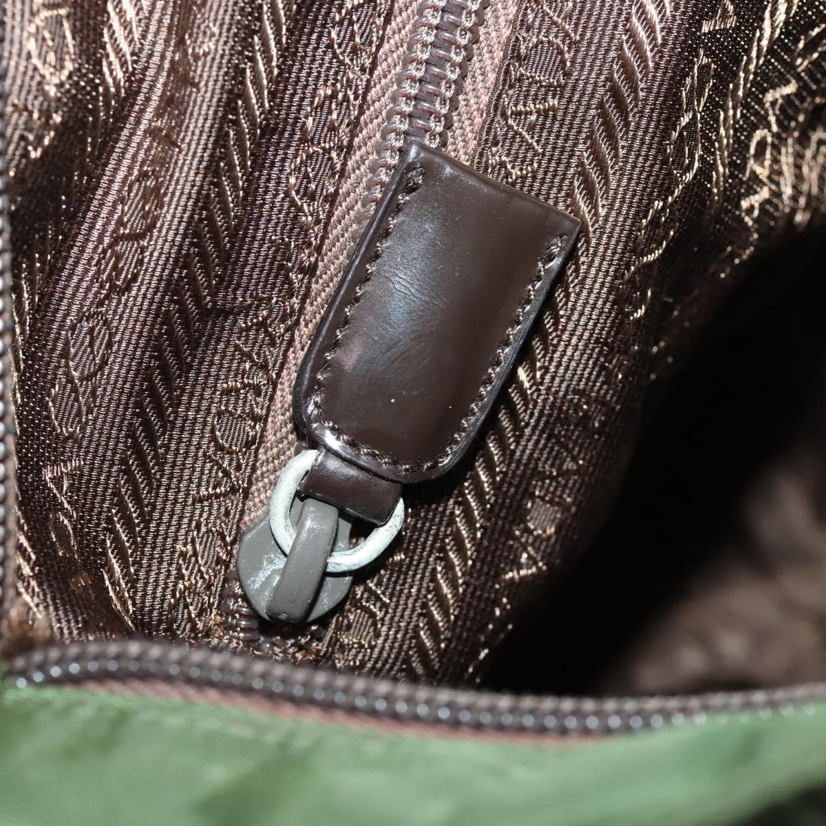 PRADA Shoulder Bag Nylon Khaki Silver Auth bs33303