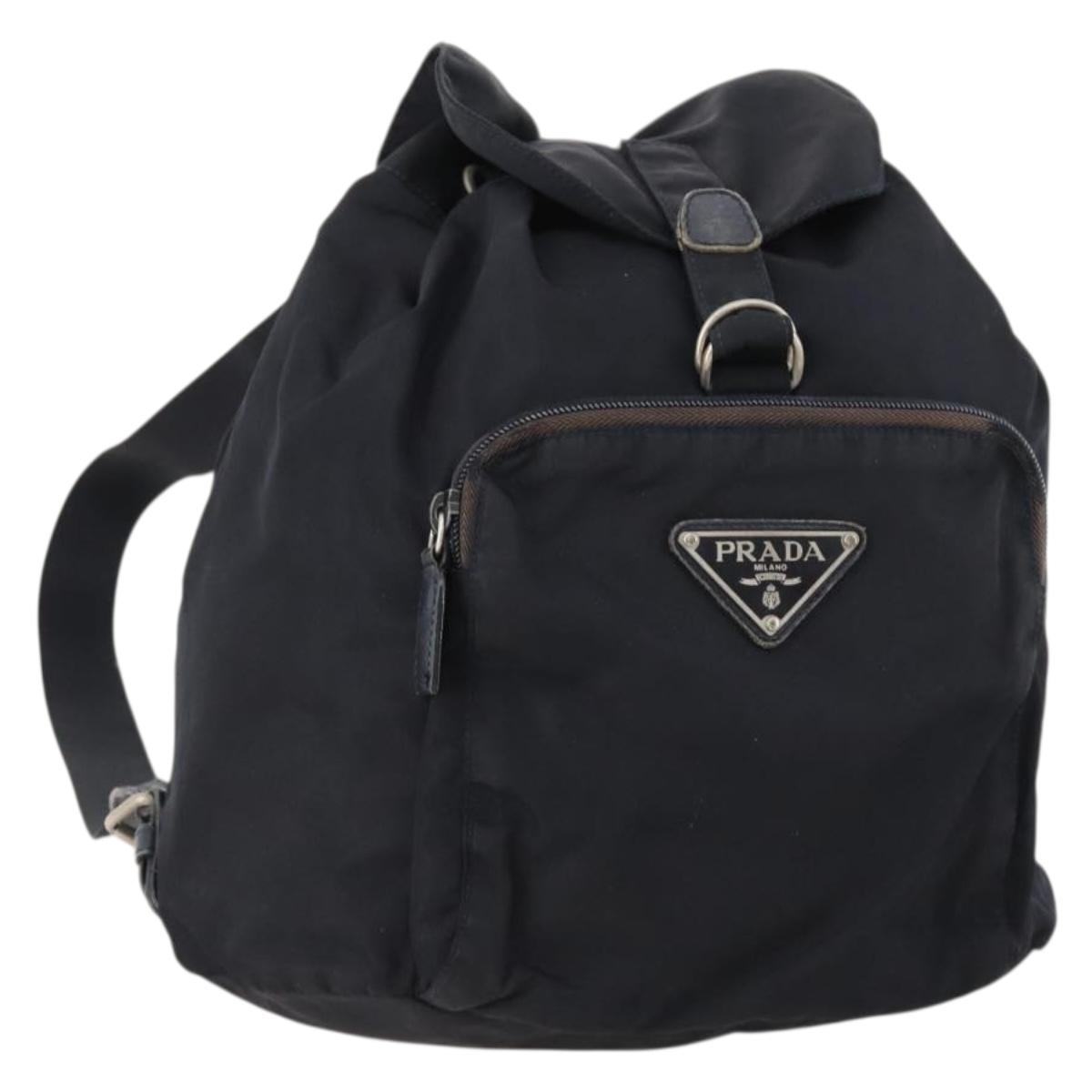 PRADA Backpack Nylon Navy Silver Auth bs33304