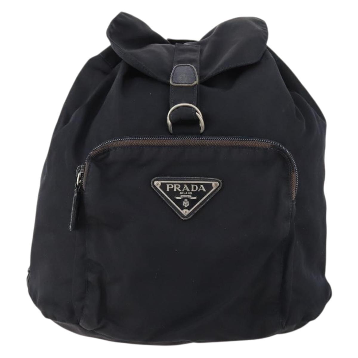 PRADA Backpack Nylon Navy Silver Auth bs33304