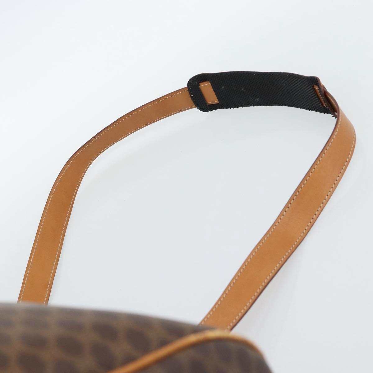 CELINE Macadam Canvas Boston Bag PVC Leather Brown Gold Auth bs33306