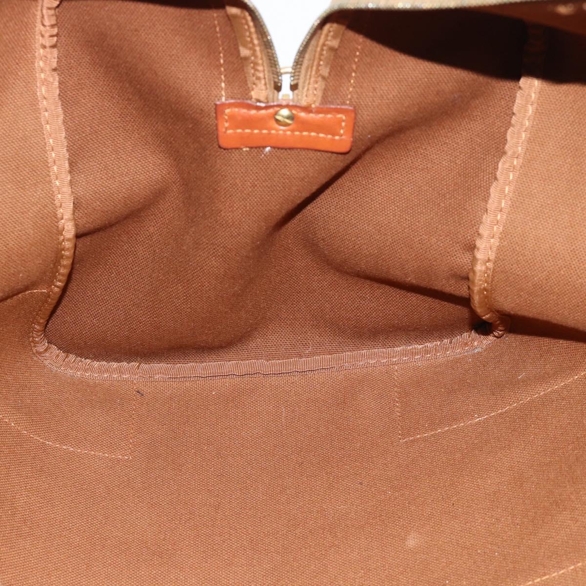 CELINE Macadam Canvas Boston Bag PVC Leather Brown Gold Auth bs33306