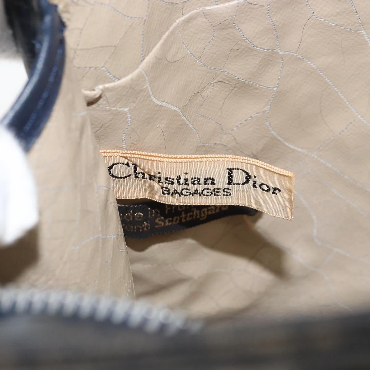 Christian Dior Trotter Canvas Clutch Bag Navy Silver Auth bs33309