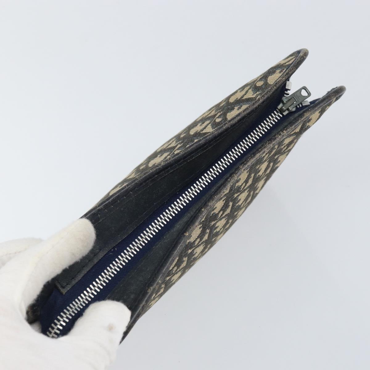 Christian Dior Trotter Canvas Clutch Bag Navy Silver Auth bs33309