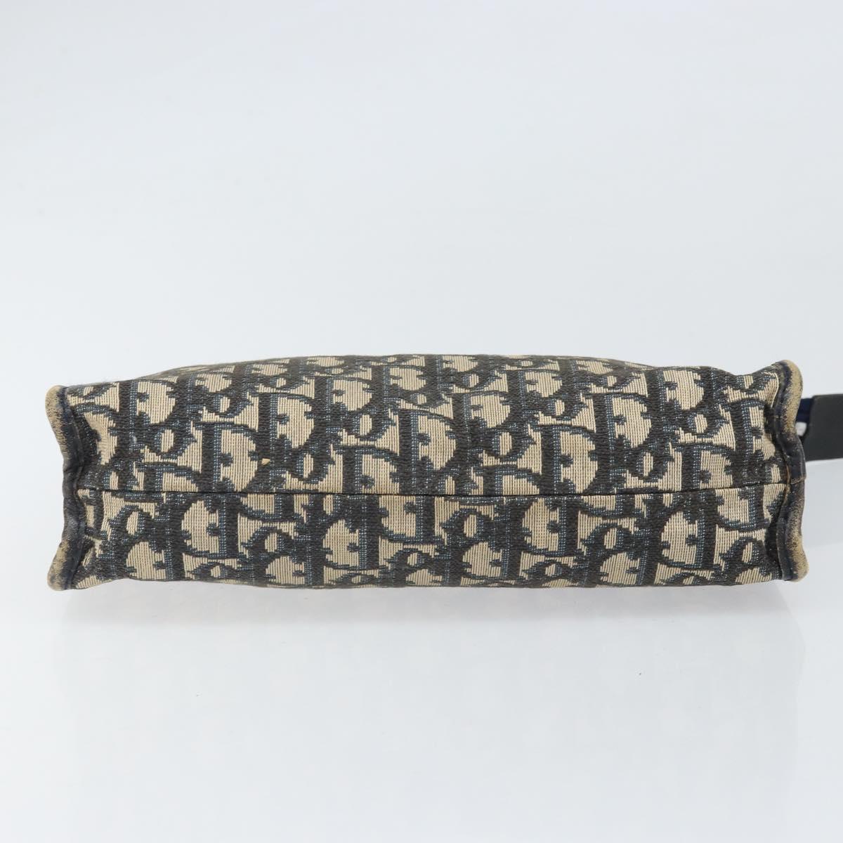 Christian Dior Trotter Canvas Clutch Bag Navy Silver Auth bs33309