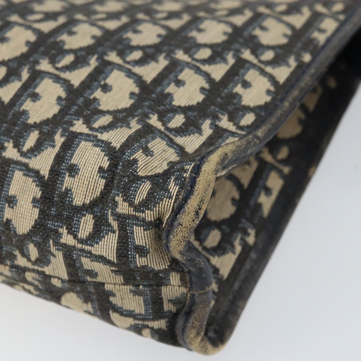 Christian Dior Trotter Canvas Clutch Bag Navy Silver Auth bs33309