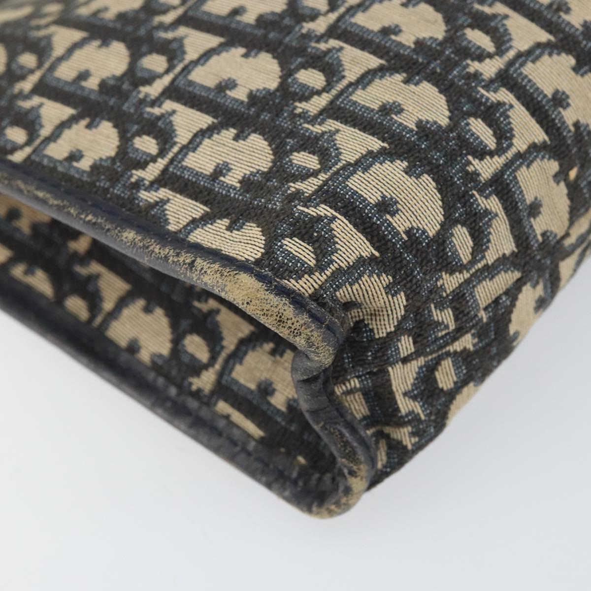 Christian Dior Trotter Canvas Clutch Bag Navy Silver Auth bs33309