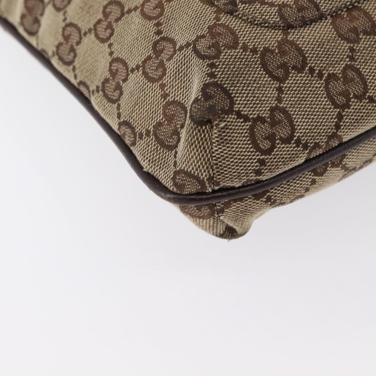 GUCCI GG Canvas Shoulder Bag Beige Silver 122793 Auth bs33310