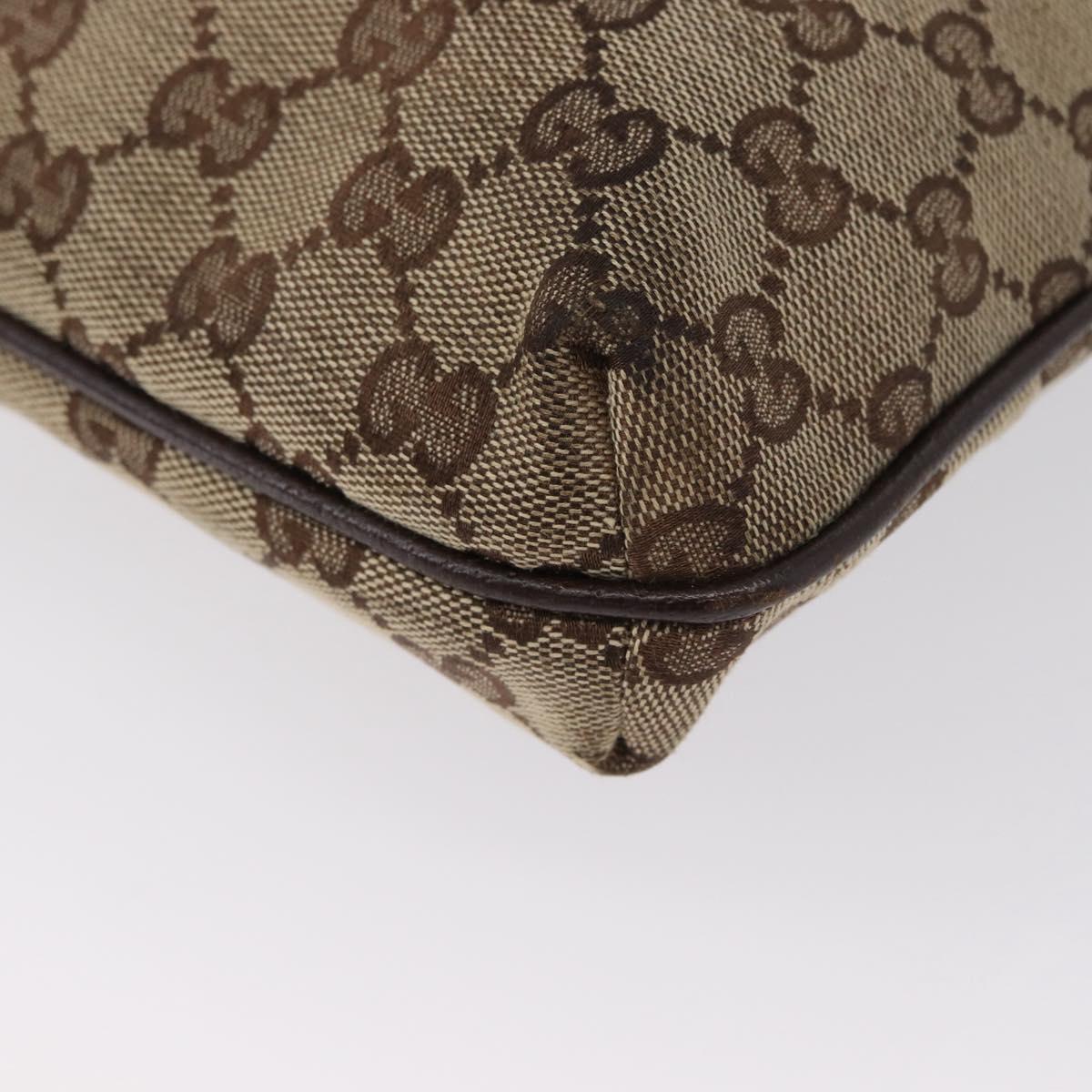 GUCCI GG Canvas Shoulder Bag Beige Silver 122793 Auth bs33310