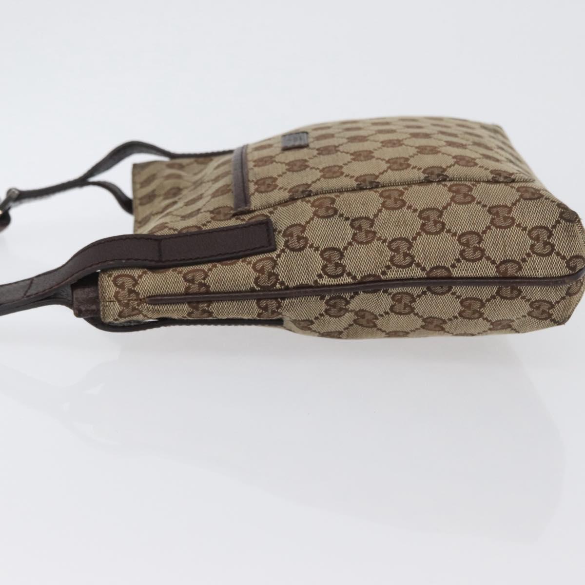 GUCCI GG Canvas Shoulder Bag Beige Silver 122793 Auth bs33310