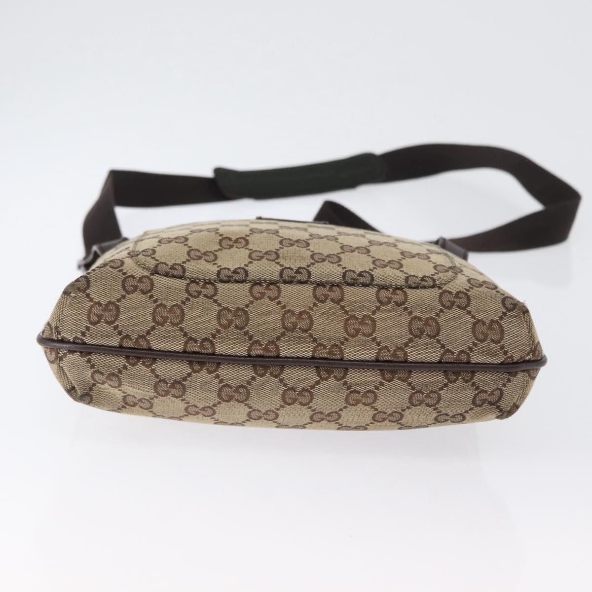 GUCCI GG Canvas Shoulder Bag Beige Silver 122793 Auth bs33310
