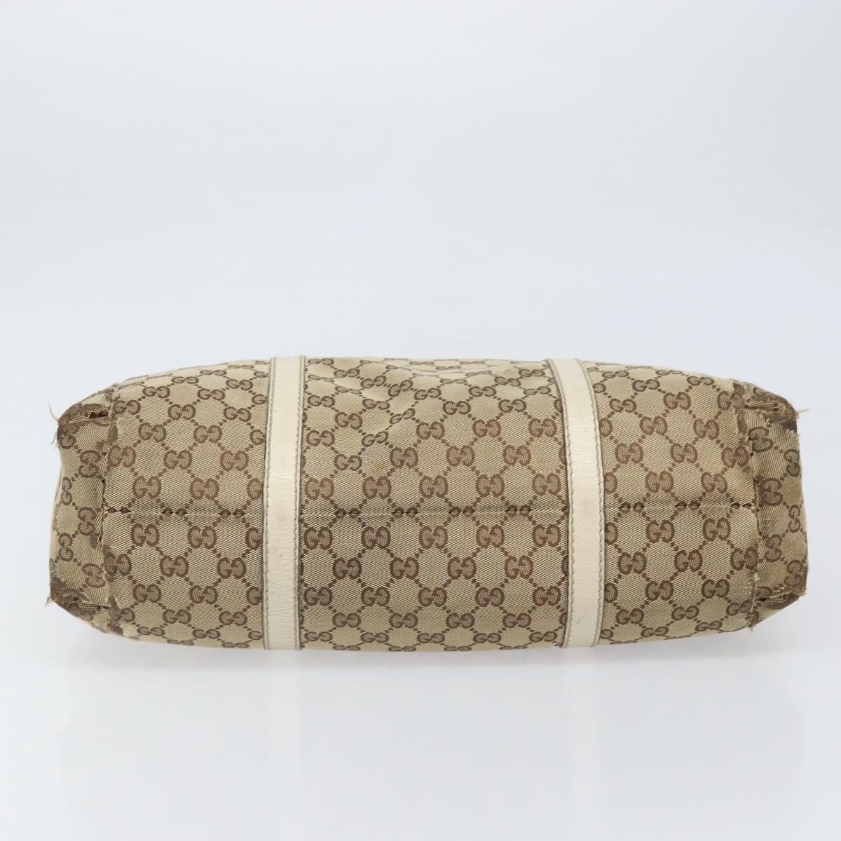GUCCI GG Canvas Hand Bag Web Sherry Line Beige Gold 211935 Auth bs33313