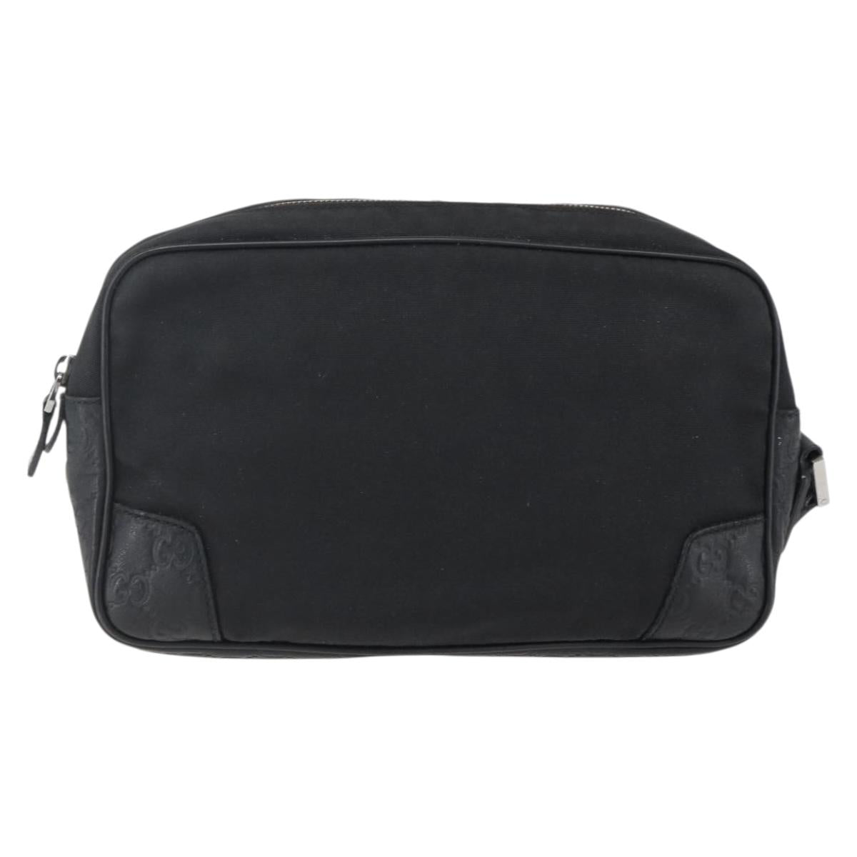 GUCCI GG Canvas Guccissima Clutch Bag Leather nylon Black 162782 Auth bs33316