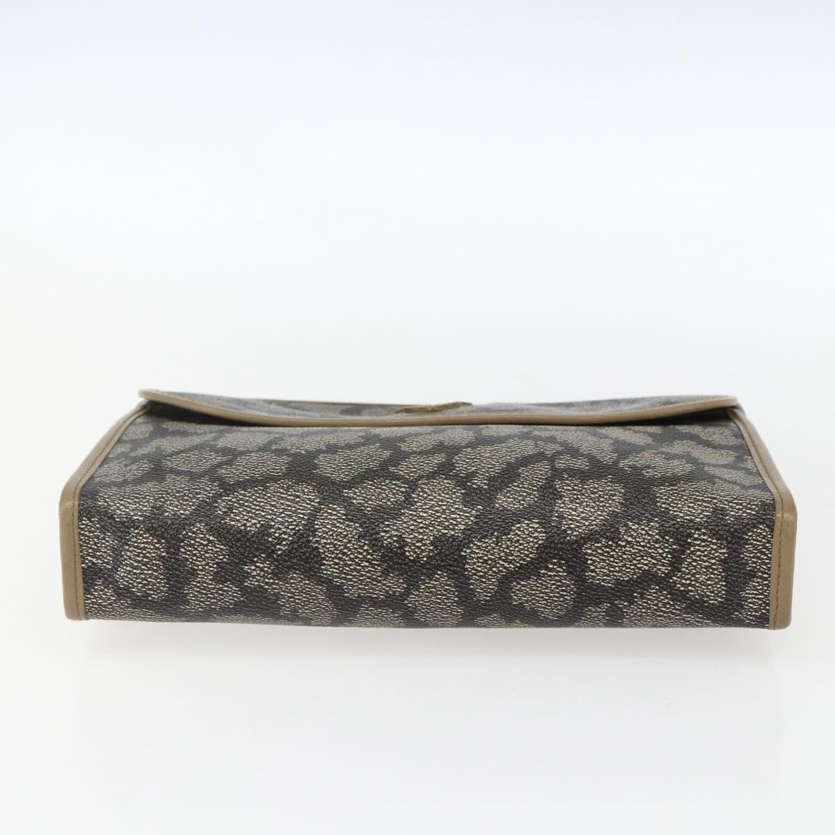 SAINT LAURENT Clutch Bag PVC Canvas Gray Auth bs33321