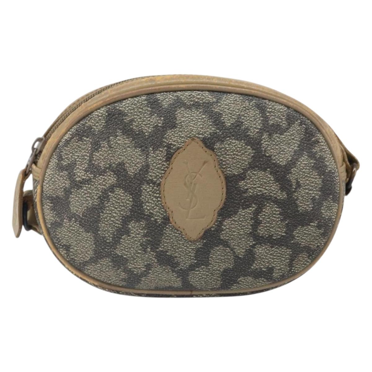 SAINT LAURENT Shoulder Bag PVC Canvas Gray Auth bs33323