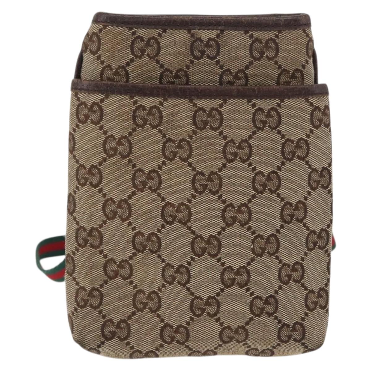 GUCCI GG Canvas Web Sherry Line Shoulder Bag Beige 141863 Auth bs33331