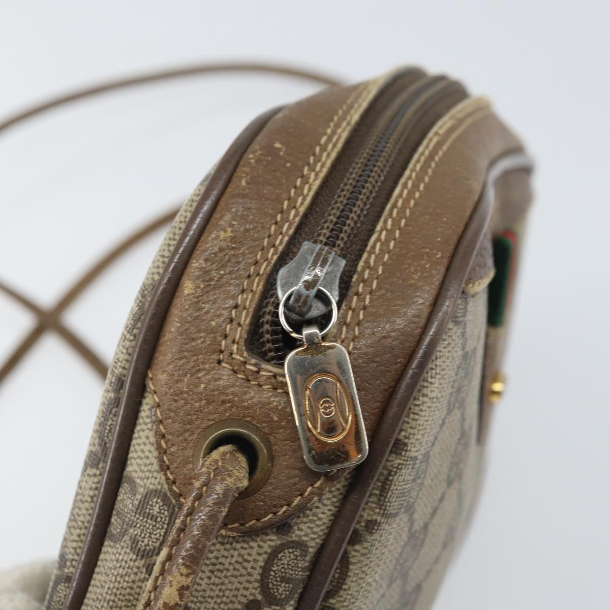 GUCCI GG Supreme Web Sherry Line Bag PVC Beige Gold 89 02 066 Auth bs33336