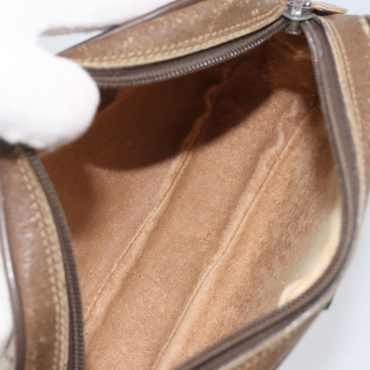 GUCCI GG Supreme Web Sherry Line Bag PVC Beige Gold 89 02 066 Auth bs33336