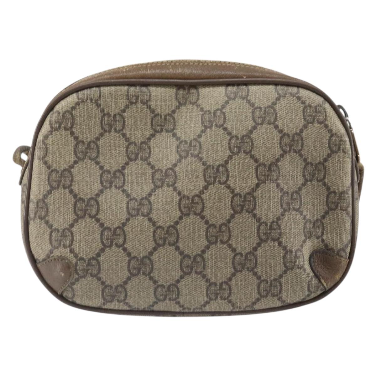 GUCCI GG Supreme Web Sherry Line Bag PVC Beige Gold 89 02 066 Auth bs33336