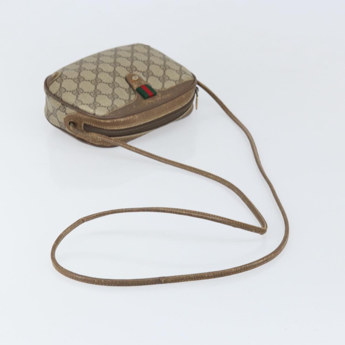 GUCCI GG Supreme Web Sherry Line Bag PVC Beige Gold 89 02 066 Auth bs33336