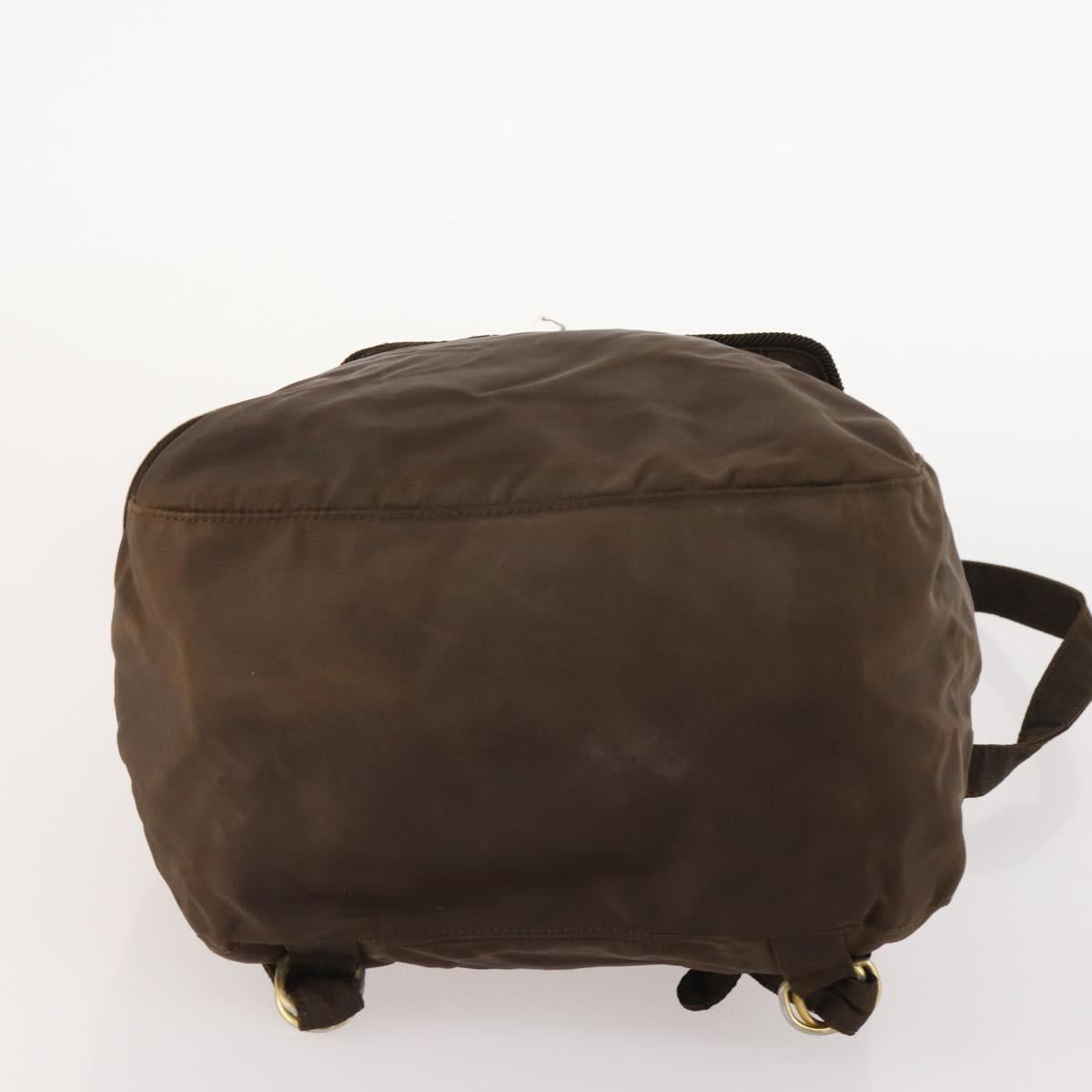 PRADA Backpack Nylon Brown Gold Auth bs33338