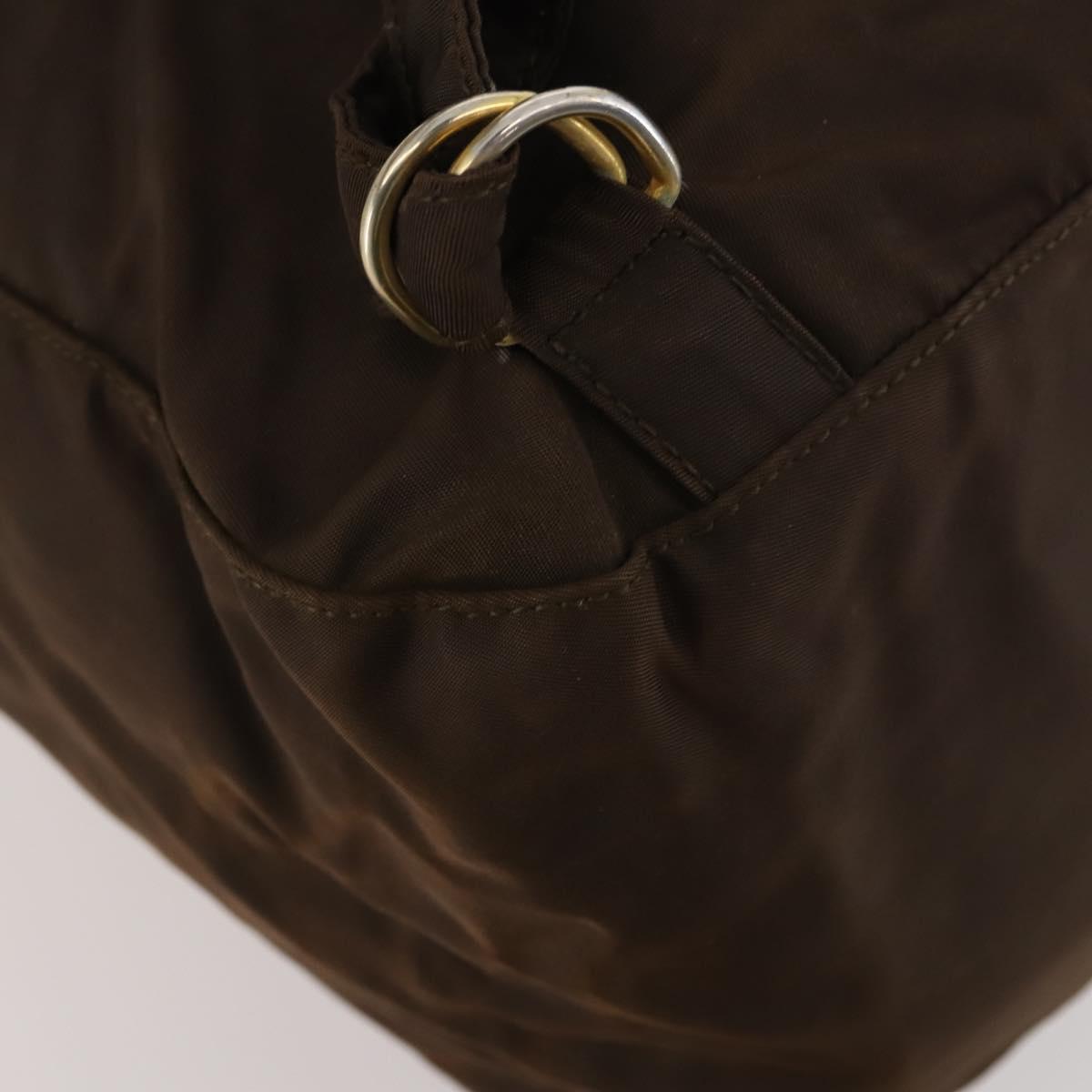PRADA Backpack Nylon Brown Gold Auth bs33338