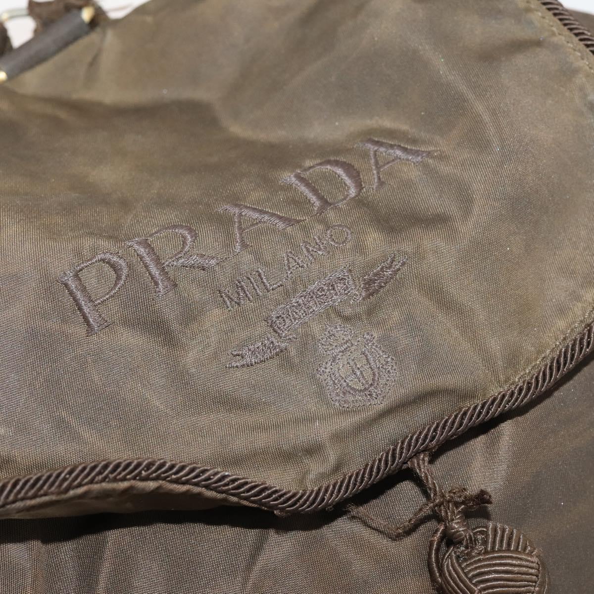 PRADA Backpack Nylon Brown Gold Auth bs33338