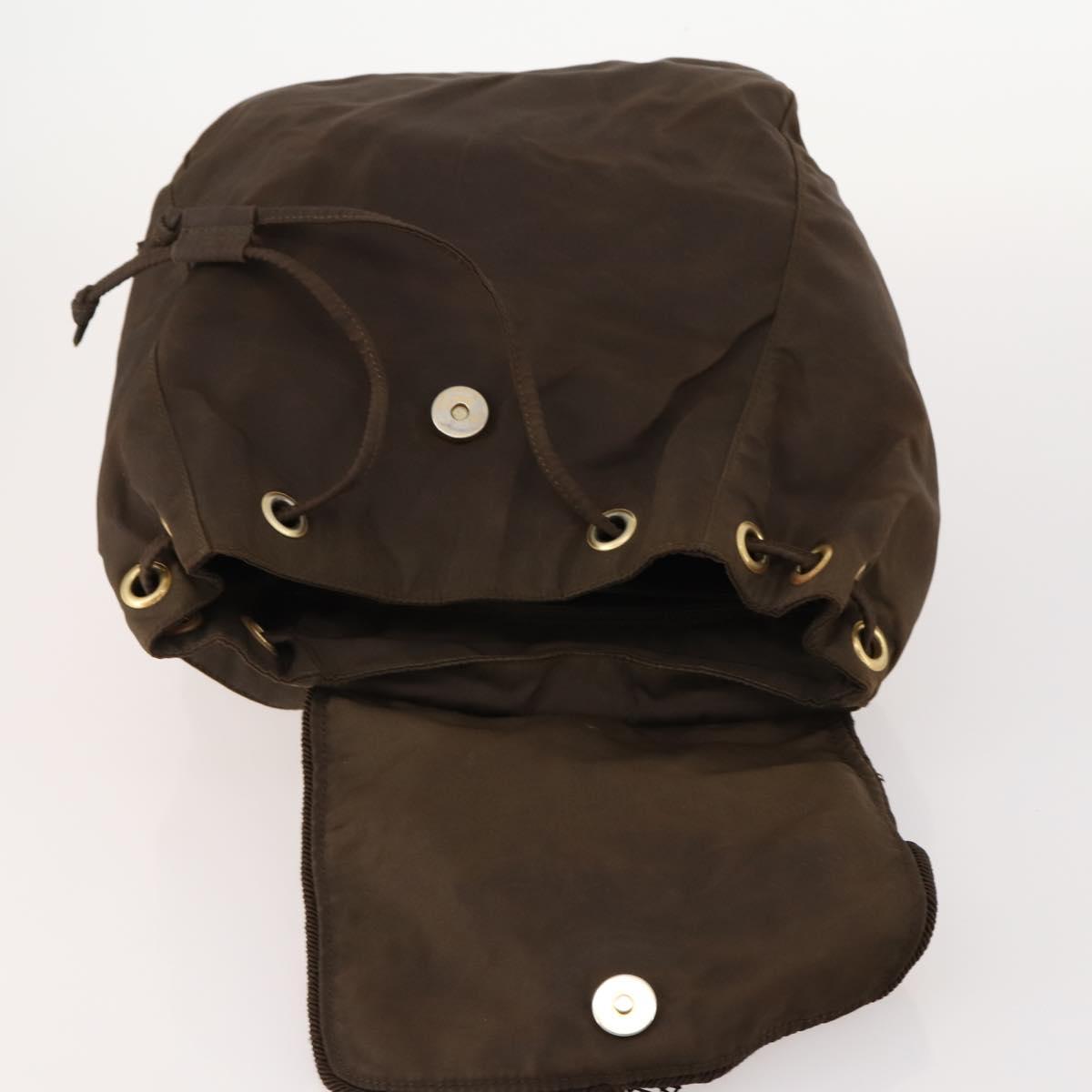 PRADA Backpack Nylon Brown Gold Auth bs33338