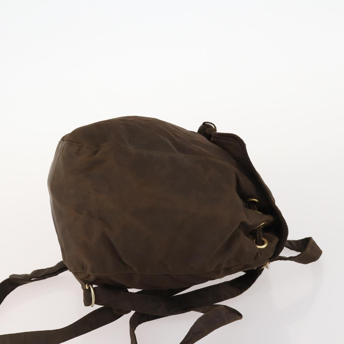 PRADA Backpack Nylon Brown Gold Auth bs33338