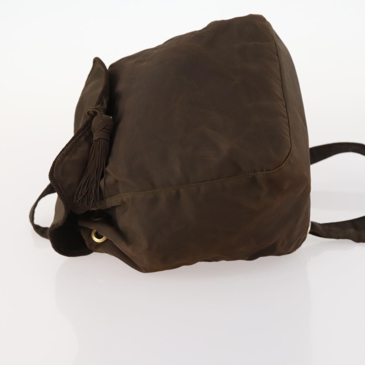 PRADA Backpack Nylon Brown Gold Auth bs33338
