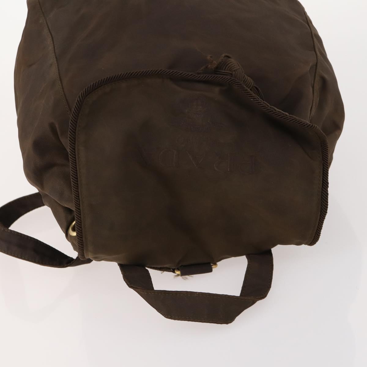 PRADA Backpack Nylon Brown Gold Auth bs33338