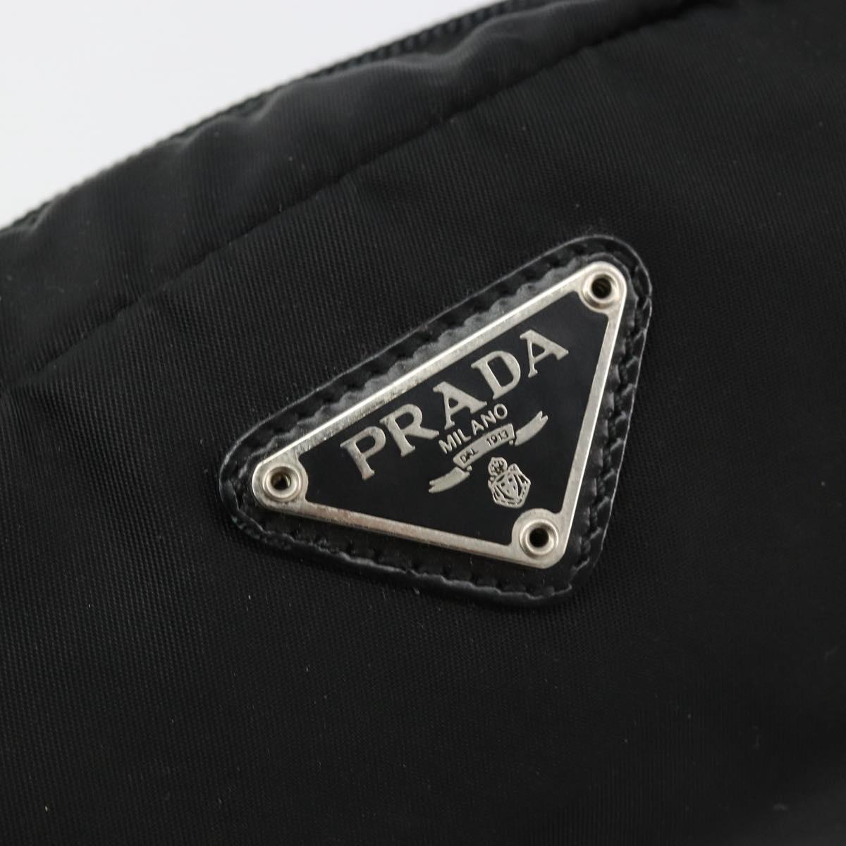 PRADA Pouch Nylon Black Silver Auth bs33339