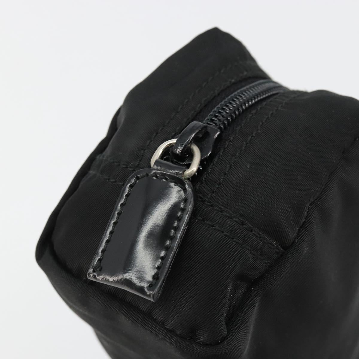 PRADA Pouch Nylon Black Silver Auth bs33339
