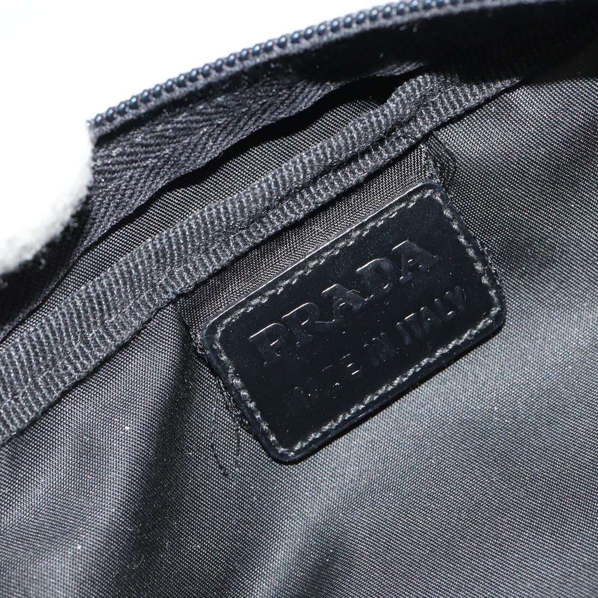 PRADA Pouch Nylon Black Silver Auth bs33339