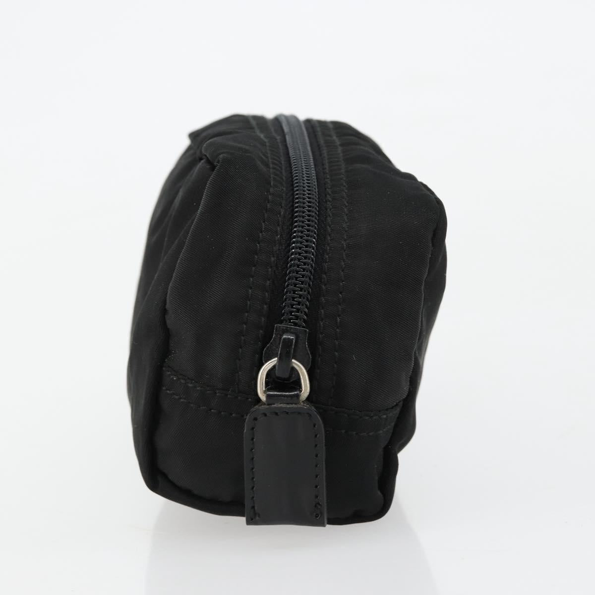 PRADA Pouch Nylon Black Silver Auth bs33339