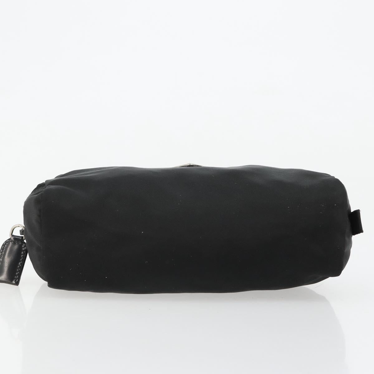 PRADA Pouch Nylon Black Silver Auth bs33339