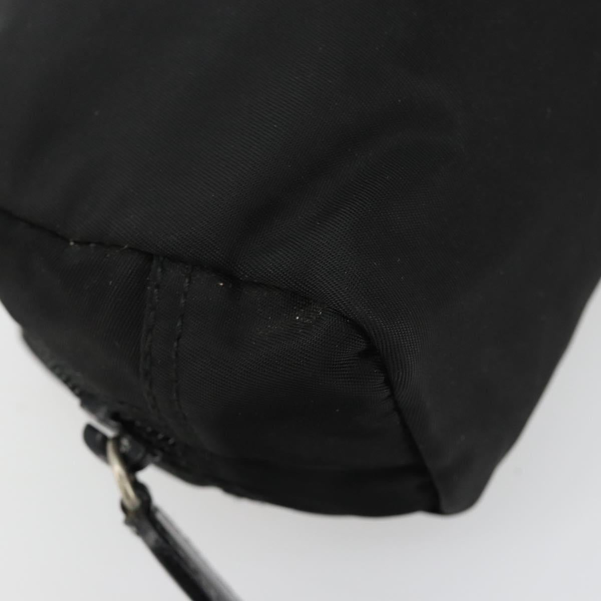 PRADA Pouch Nylon Black Silver Auth bs33339