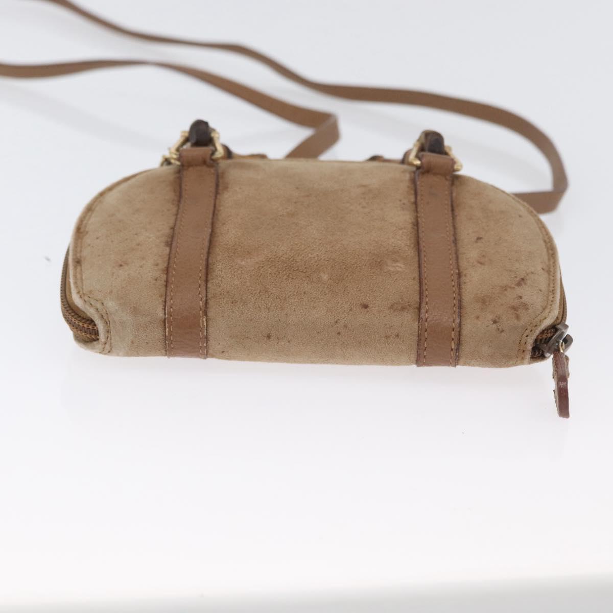GUCCI Bamboo Hand Bag Nylon 2way Brown Silver 039 1705 0701 Auth bs33342