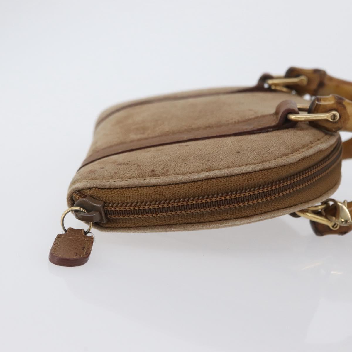GUCCI Bamboo Hand Bag Nylon 2way Brown Silver 039 1705 0701 Auth bs33342