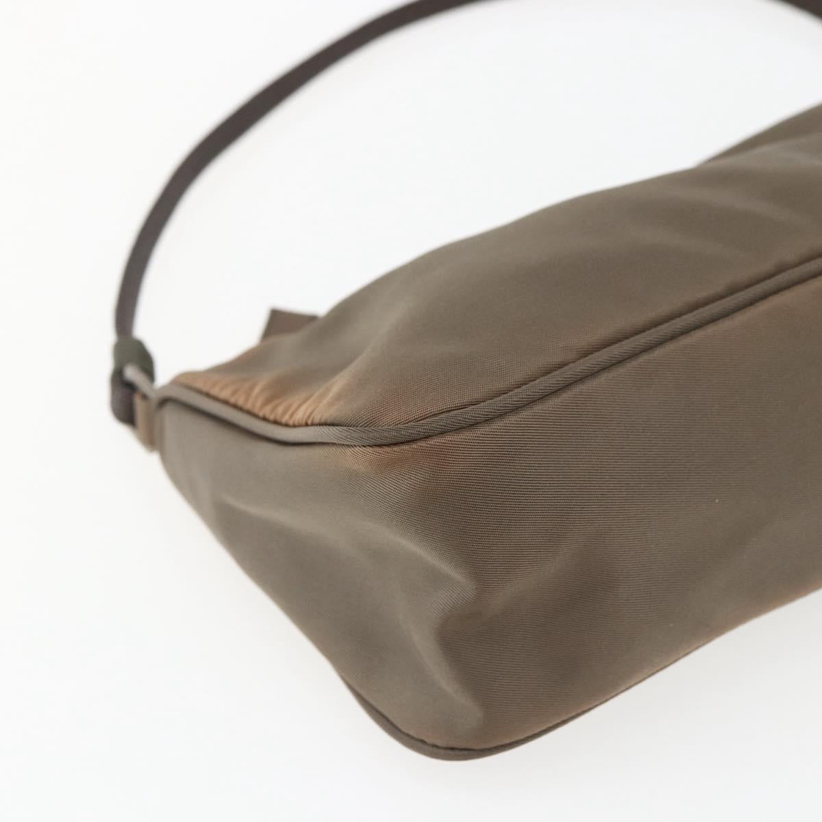 PRADA Accessory Pouch Nylon Brown Auth bs33343